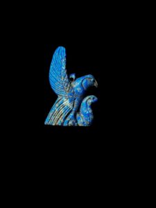 Lapis Lazuli Flying Horus Amulet with Cobra Goddess - Image 3