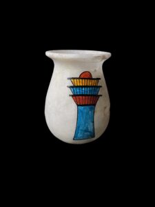 Egyptian Alabaster Vase: God Amun & Djed Pillar Design - Image 3
