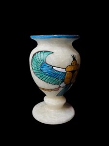 Alabaster Vase for Scarab beetle and winges of Isis for Protection made in Egypt for Home decor, Egyptian Home Decor Vases - Image 3