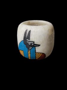 Egyptian Alabaster Vase: Anubis Decor, Handcrafted - Image 3