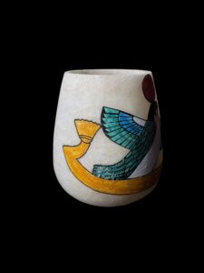 Egyptian Alabaster Vase: God Ra Falcon Home Decor - Image 3