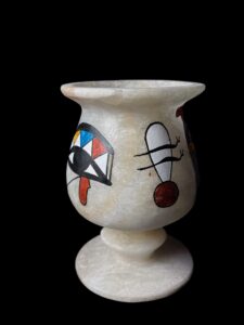 Egyptian Alabaster Vase: Goddess Hathor & Eye of Ra Home Decor - Image 3