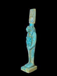 Egyptian Goddess Sekhmet Protecting Hathor Statue - Image 3