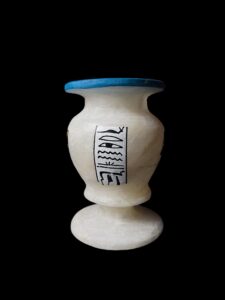 Alabaster Vase for Eye of Horus / Eye of RA with the winges of Goddess Isis made in Egypt for Home decor, Egyptian Home Decor Vases - Image 3