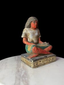 Egyptian Scribe Statue: Handmade Seated Ancient Figure - Image 3