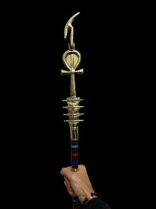 God Osiris Was Sceptre: Ebony, Brass & 24k Gold Plated Staff - Image 3