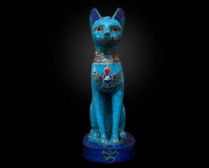 Egyptian Goddess Bastet Statue: Natural Gemstone Cat - Image 3