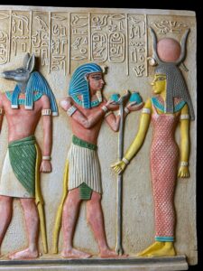 Unique ancient Egyptian Wall relief of Anubis and Hathor and Ramses II - Image 3