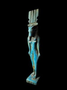 Hand Carved Goddess Hathor Statuette: Egyptian Cow Face Statue - Image 3