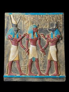 Unique ancient Egyptian Wall relief of Anubis and Horus bless Ramses II - Image 3