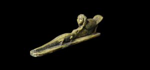 Flame Stone Egyptian God Sobek Statue with Ba Bird - Image 3