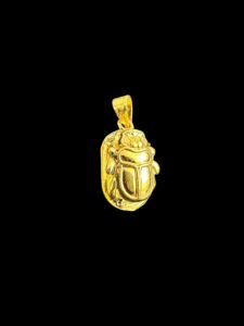 Sterling Silver Scarab Pendant: Gold Plated Egyptian Amulet - Image 3