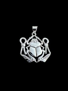 Sterling Silver Scarab Beetle Pendant: Egyptian Amulet Necklace - Image 3