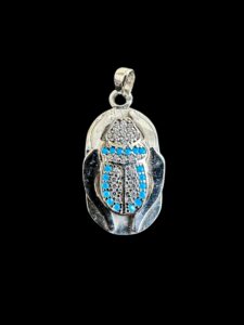 Sterling Silver Scarab Beetle Pendant: Egyptian Amulet Necklace - Image 3