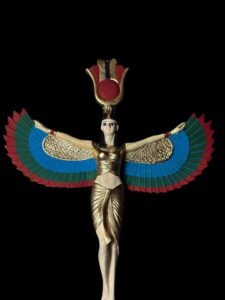 colorful Goddess Isis statue, unique Isis goddess Statue, Goddess Isis with the sun disk of Hathor - Image 3