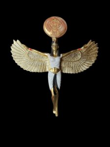 colorful Goddess Isis statue, unique Isis goddess Statue, Goddess Isis with winged Scarab - Image 3