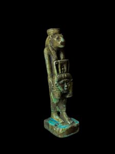 Egyptian Goddess Sekhmet Protecting Hathor Statue - Image 3