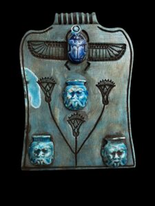 God Bes with Winged Scarab beetle and Lotus flower for protection and Good Luck - Image 3