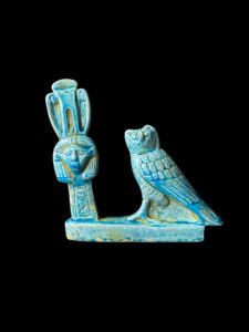 Goddess Hathor column with Egyptian Owl statue - Image 4