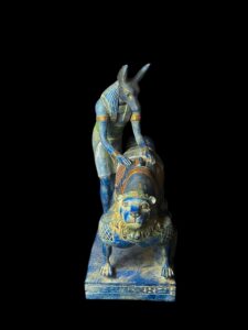 Large God Anubis statue mummifying king Tutankhamun made in Egypt from stone. - Image 4