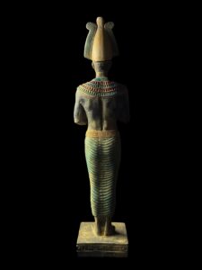Basalt Stone Egyptian God Osiris Statue: Natural Colors - Image 4