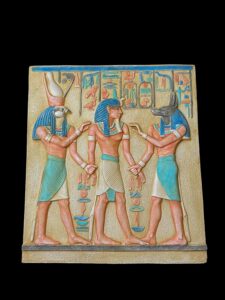 Unique ancient Egyptian Wall relief of Anubis and Horus bless Ramses II - Image 4
