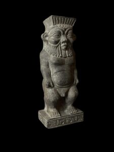 Hand Carved Basalt Stone God Bes Statue - Image 4