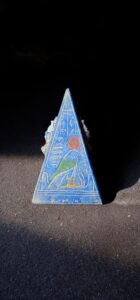 Egyptian Pyramid replica statue is made of stone and a pharaoh statuette. - Image 4