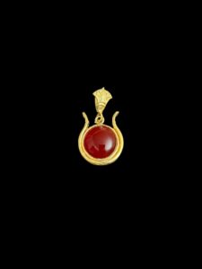 Goddess Hathor Amulet: 18k Gold-plated Carnelian Pendant - Image 4
