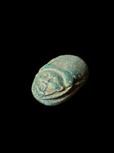Egyptian Scarab, The decorative Good luck scarab in Ancient Egypt, with the face of God Bes. - Image 4