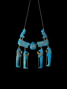Porcelain Egyptian Pectoral: Winged Scarab & Horus Sons Replica - Image 4