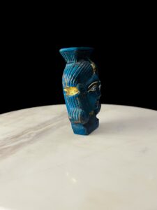 24k Gold Leaf Porcelain Goddess Hathor Statue: Museum Replica - Image 4