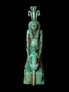 Egyptian Goddess with Leopard and God Sobek statue in a magical scene from Ancient Egypt - Image 4