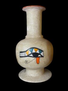 God Horus Alabaster Vase: Egyptian Decor with Cobra Goddess & Eye of Ra - Image 4