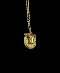 Goddess Sekhmet Pectoral Necklace: Hand-Carved 24k Gold Plated Brass - Image 4