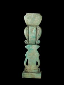 Handmade Flamestone Goddess Hathor Statuette with Bes and Cobra - Image 4