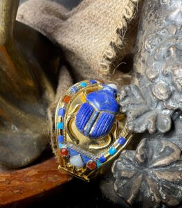 Tutankhamun Scarab Bracelet: Lapis Lazuli, 24k Gold Plated - Image 4
