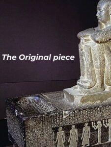 Basalt Djedher Block Statue: Egyptian Priest Holding Horus Stela Replica - Image 4