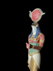 Rare Falcon Egyptian God Ra Statue with Sun Disk - Image 4