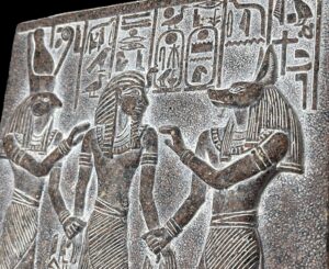 Unique ancient Egyptian Wall relief of Anubis and Horus bless Ramses II - Image 4