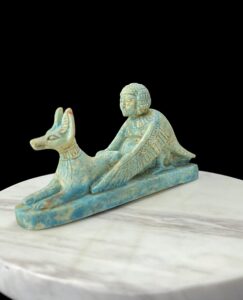 The BA Bird statue protecting Jackal God Anubis, Rare form statue made in Egypt. - Image 4