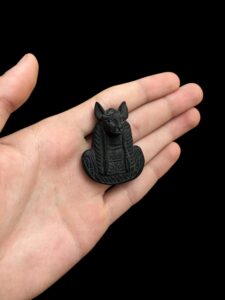 Basalt Bastet Cat Amulet, Egyptian Goddess Pendant - Image 4