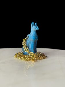 Porcelain pendant for Bastet cat, Ancient Egyptian Goddess Bastet Amulet, Home decor statues made in Egypt, Cat Amulets - Image 4