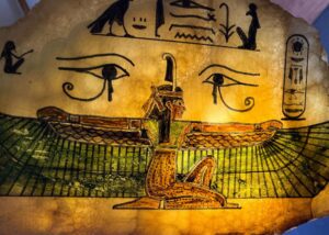 Ancient Egyptian Wall Reliefs featuring the famous Goddess Isis with eye of RA and Eye of Horus , Egyptian Wall Hanging Relief Art. - Image 4