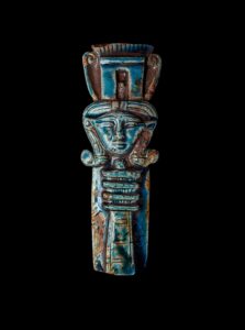 Handmade Goddess Hathor Statuette with Djed Pillar: Vintage Stone - Image 4