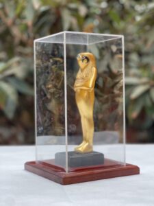 Gold Leaf Egyptian God Horus Stone Statue - Image 4