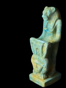 Egyptian Goddess Sekhmet Protecting Hathor Statue - Image 4