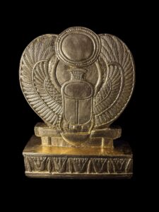 Gold Leaf Winged Scarab Beetle: Egyptian Stone Home Decor - Image 4