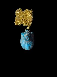 Hand-Carved Porcelain Sekhmet Pendant Necklace - Image 4