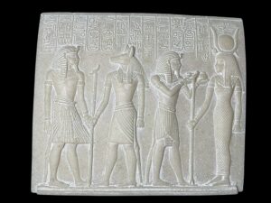 Unique ancient Egyptian Wall relief of Anubis and Hathor and Ramses II - Image 4